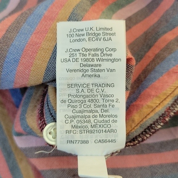 MADEWELL Courier Button Back Rainbow Stripe Boxy V-Neck Shirt size Small - Picture 12 of 12